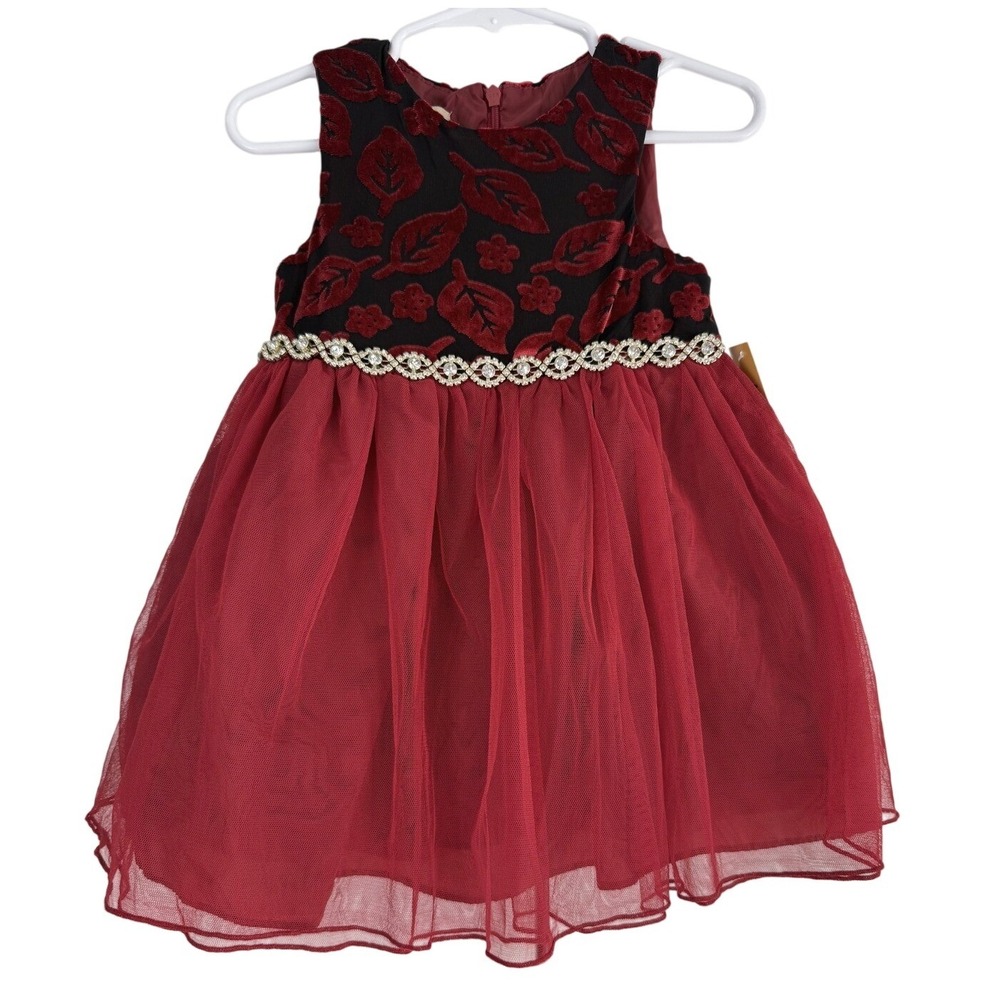 Purple Rose Toddler Girls Red‎ Velvet Tulle Holiday Party Dress 24M NWT GDI2310